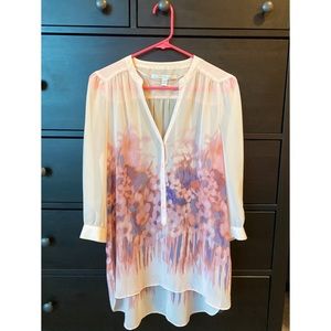 LC Lauren Conrad Flowered Blouse